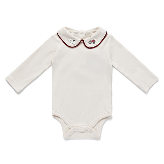 Eleanor Charles Farm Embroidered Peter Pan Bodysuit