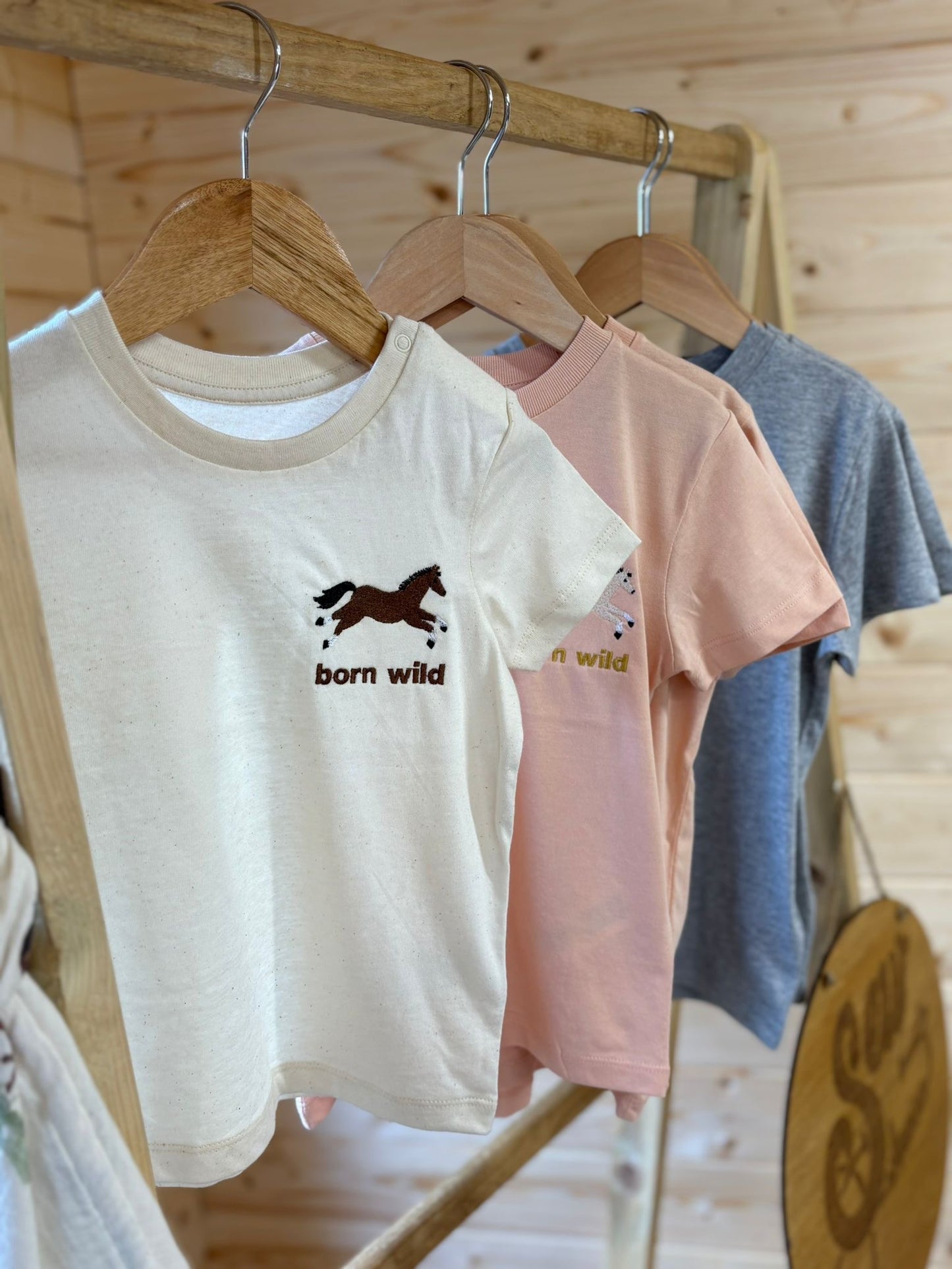 NOW ON PREORDER- Born Wild Horse Tee- Natural