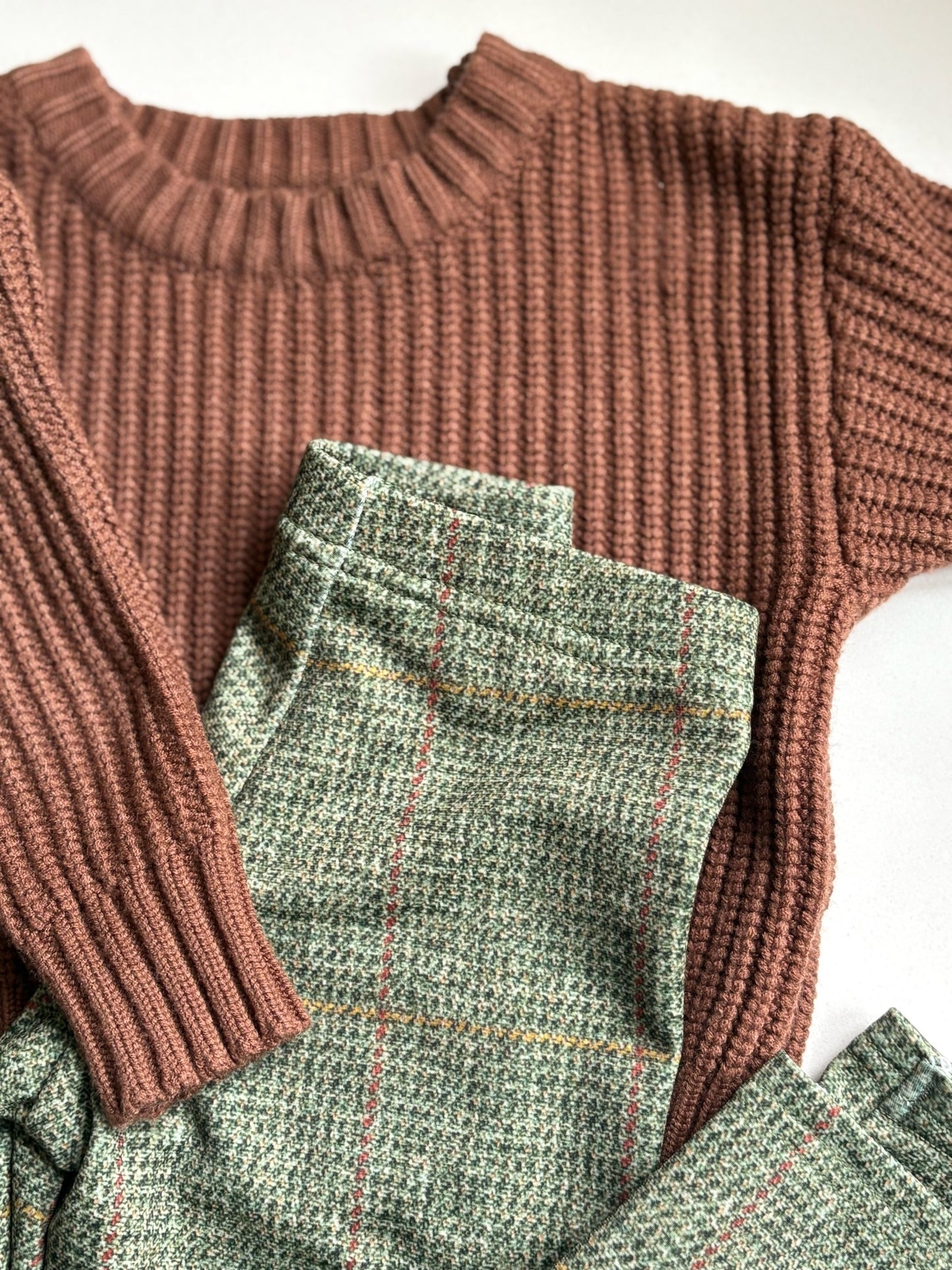 Foxy Pheasant Children's Green Tweed Thermal Leggings