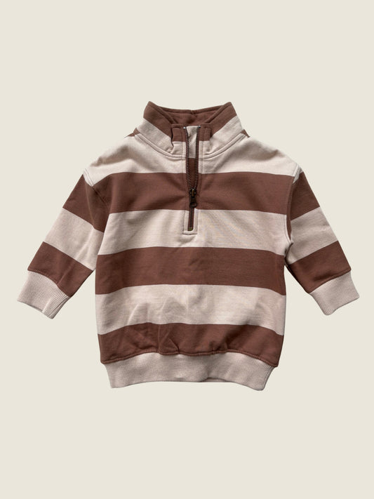 Sew Aneira Neutral Y/D Stripe Children’s Quarter Zip Sweatshirt