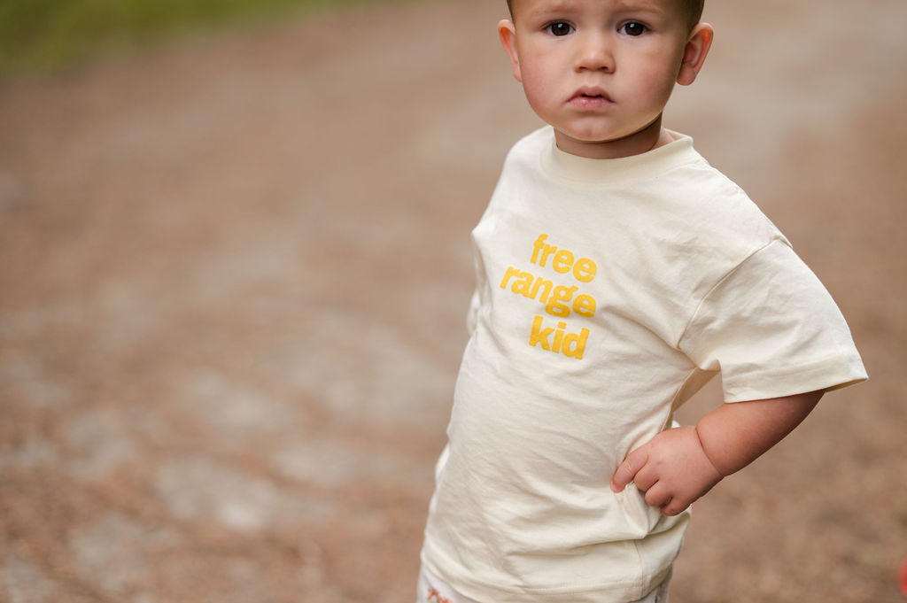 Free Range Kid flocked organic cotton t shirt