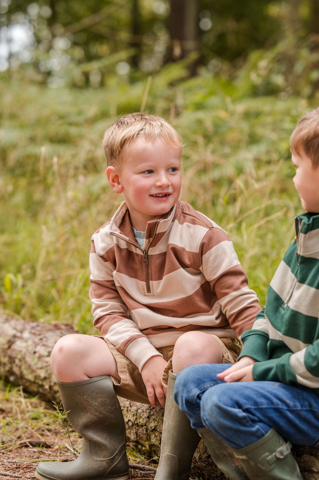 Sew Aneira Neutral Y/D Stripe Children’s Quarter Zip Sweatshirt