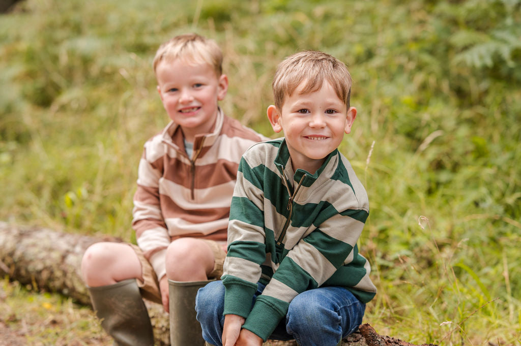 Sew Aneira Neutral Y/D Stripe Children’s Quarter Zip Sweatshirt