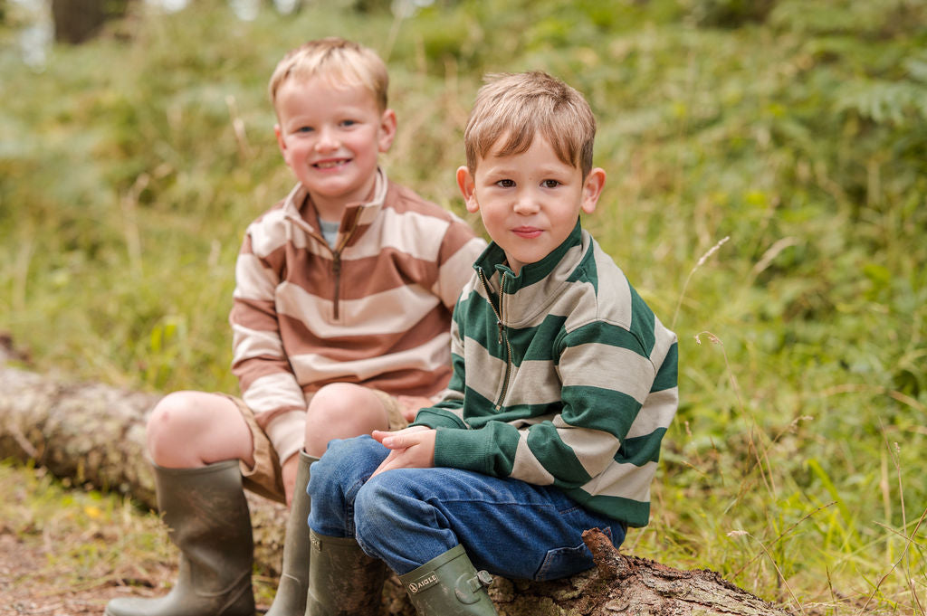 Sew Aneira Neutral Y/D Stripe Children’s Quarter Zip Sweatshirt