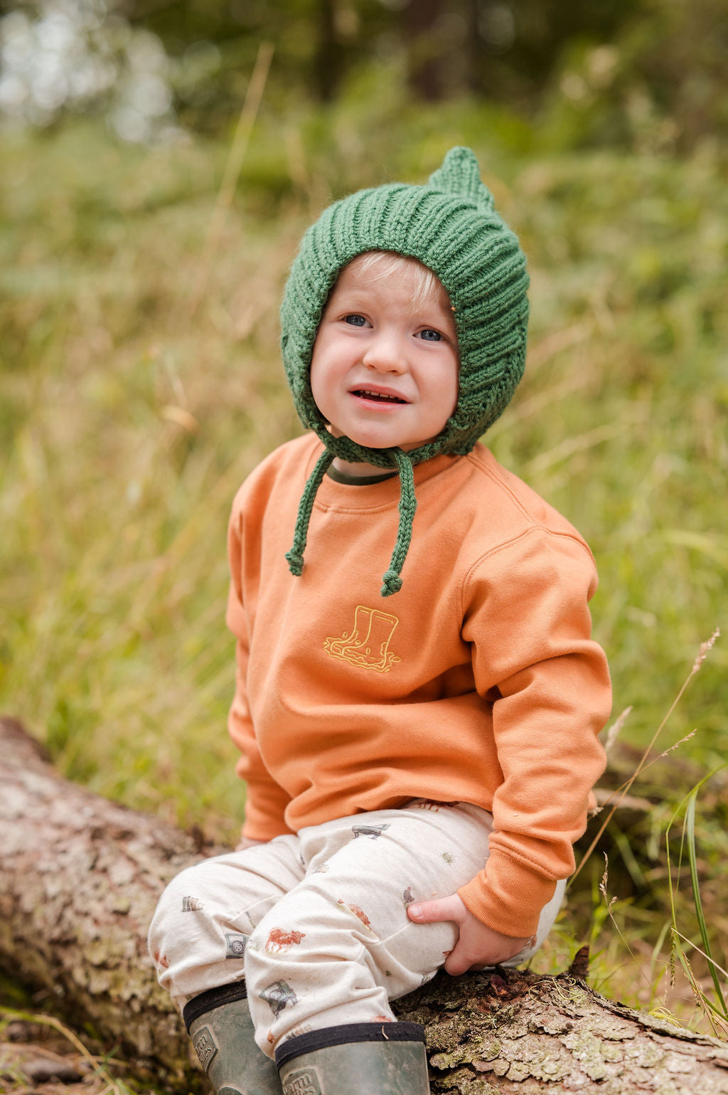 Sew Aneira Embroidered Wellies Sweatshirt in orange