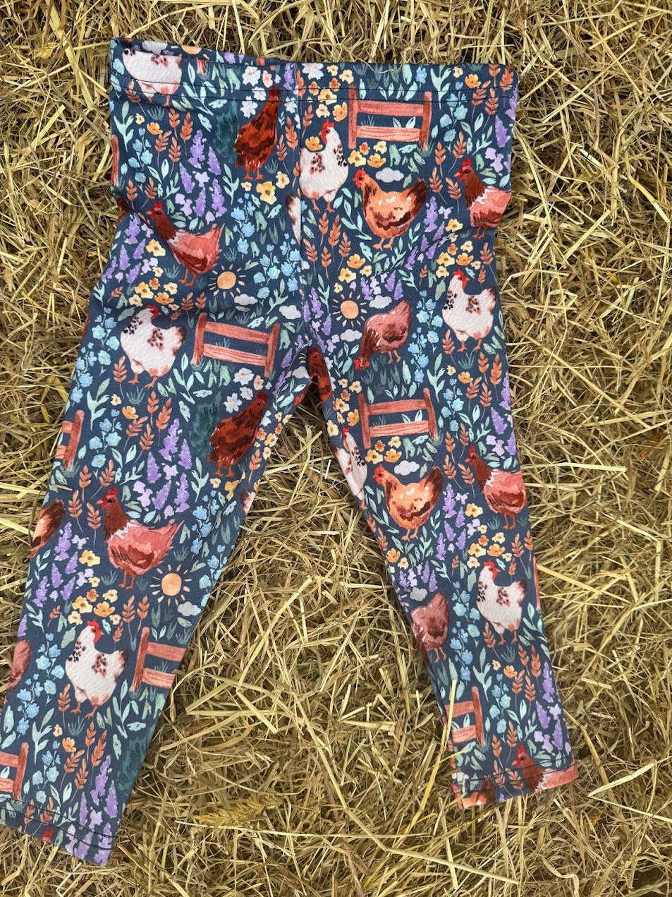 Pre Order Organic Cotton Children's Chicken Print Leggings
