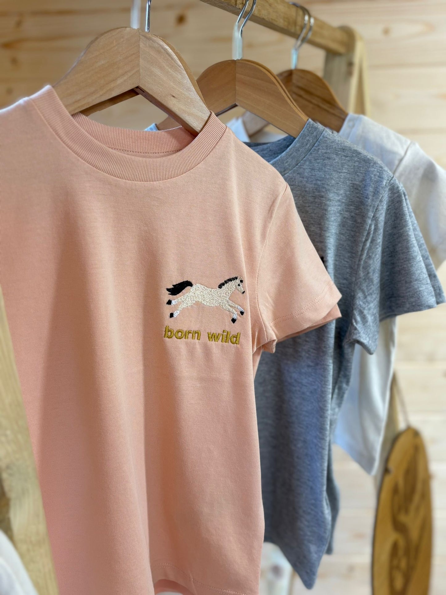 Born Wild Horse Tee- Peach