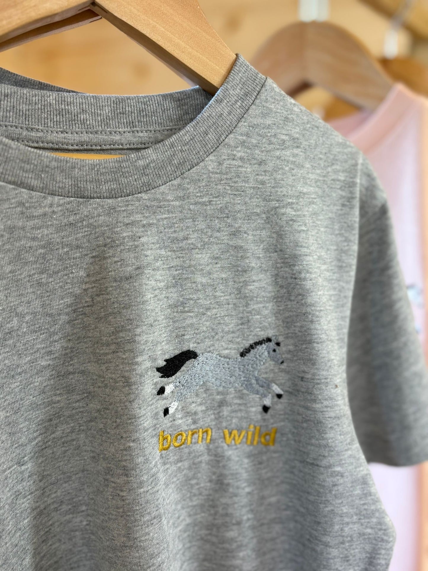 Born Wild Horse Tee- Grey