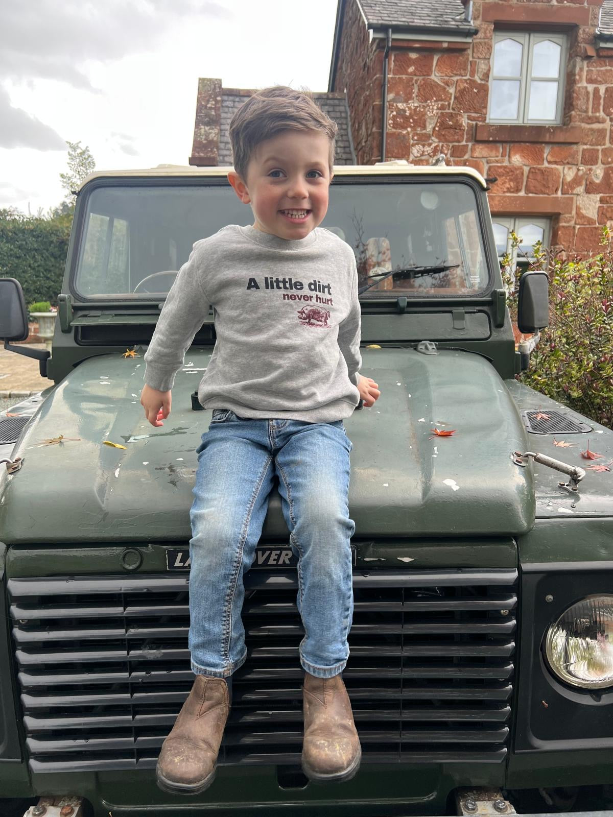 Pre Order-Sew Aneira A Little Dirt Never Hurt Grey Sweatshirt