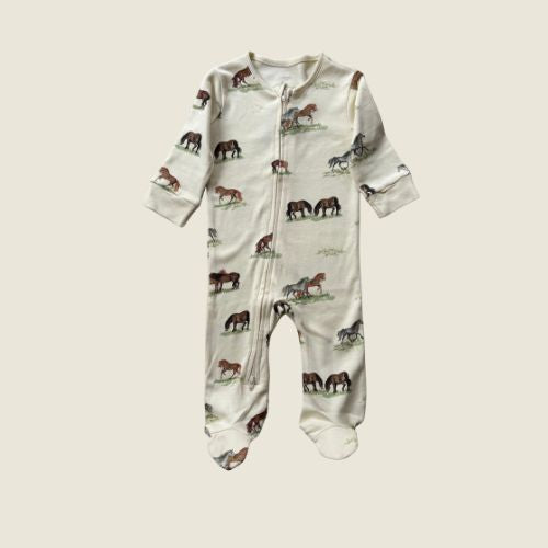 Sew Aneira Pony Organic cotton Baby Sleepsuit