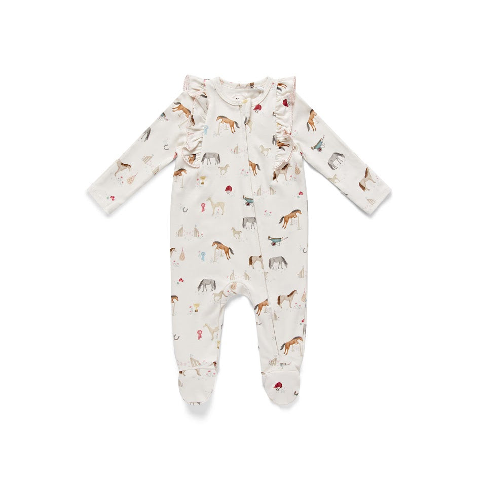 Eleanor Charles Organic Pony Frill Sleepsuit