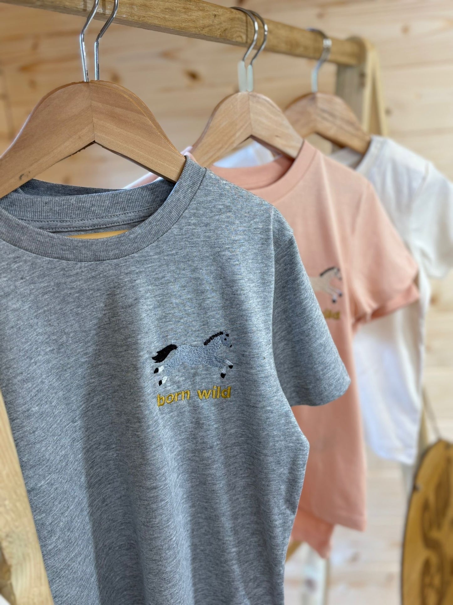 Born Wild Horse Tee- Grey