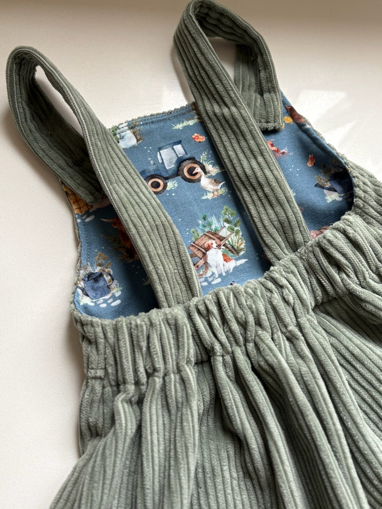 Sage Green Cord Pinny Dress