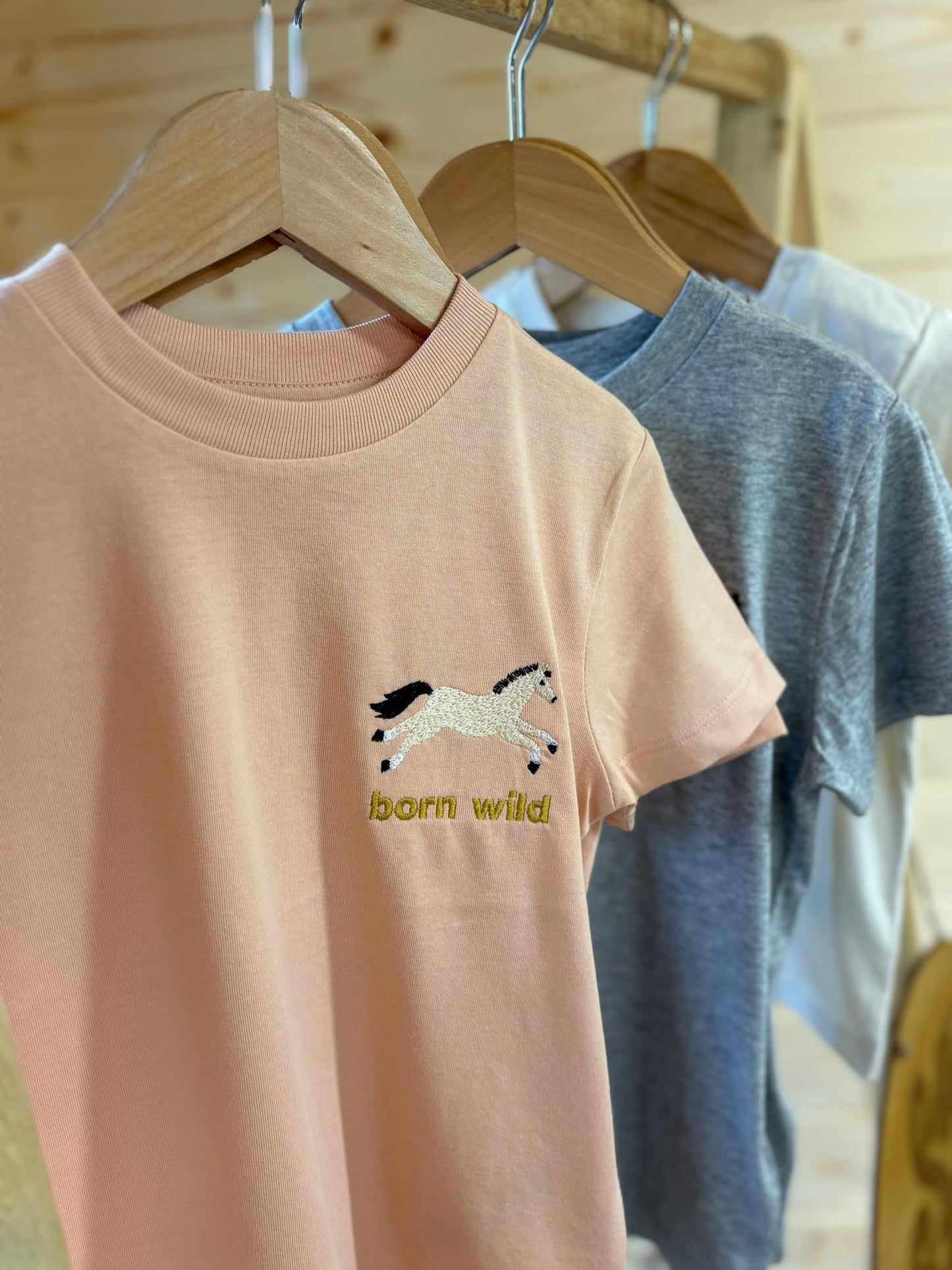 Born Wild Horse Tee- Peach
