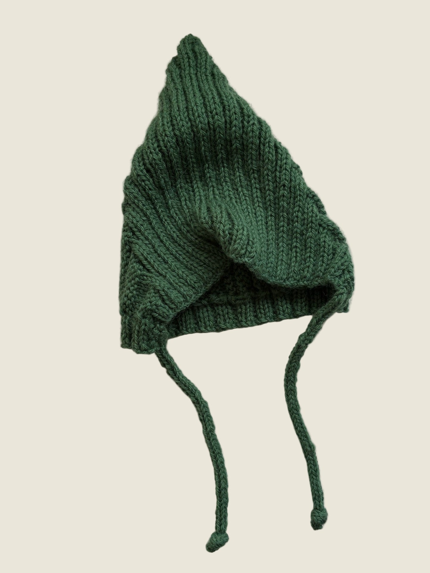 Green Children's Pixie wool hand knitted hat