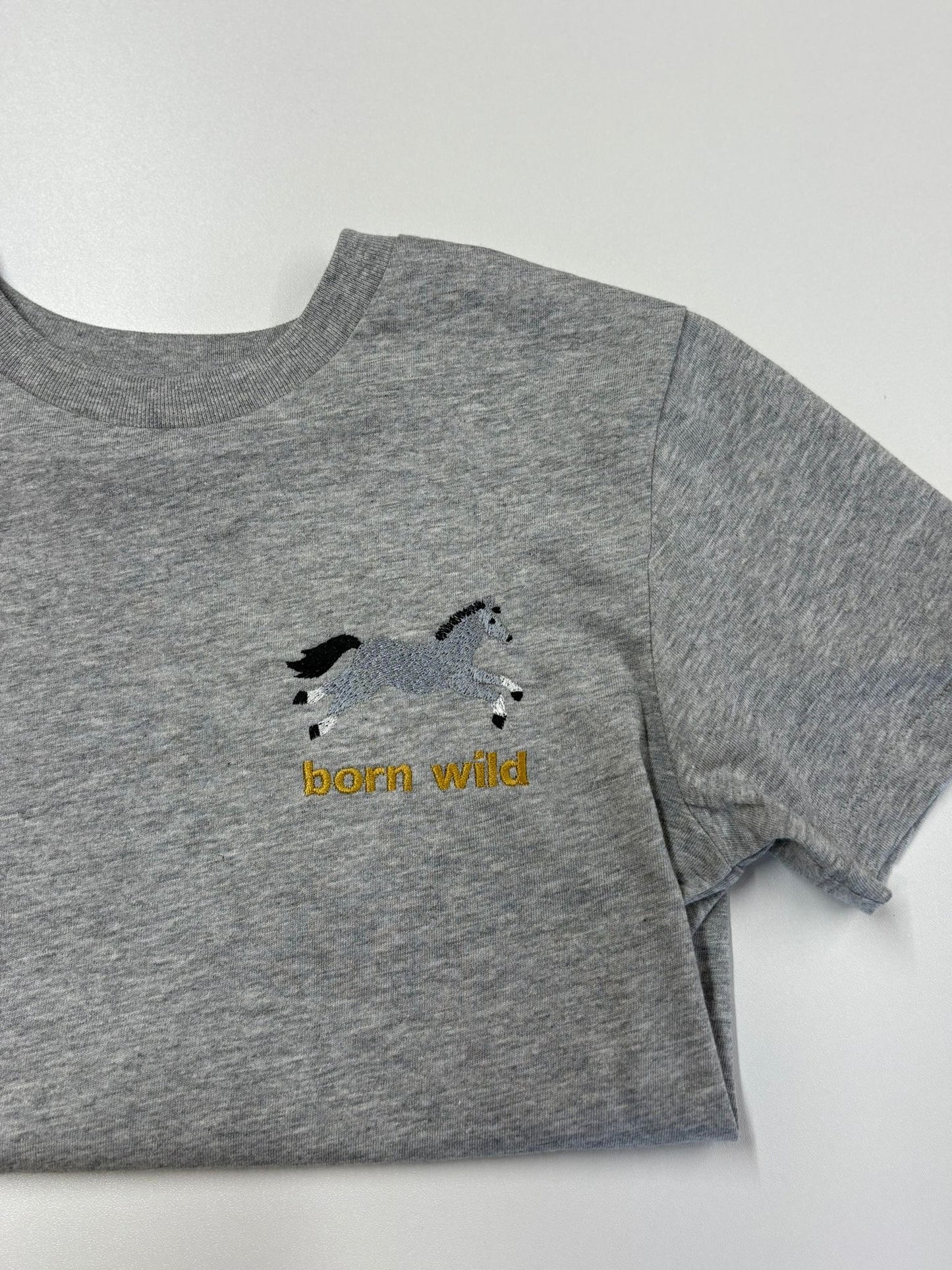 Born Wild Horse Tee- Grey