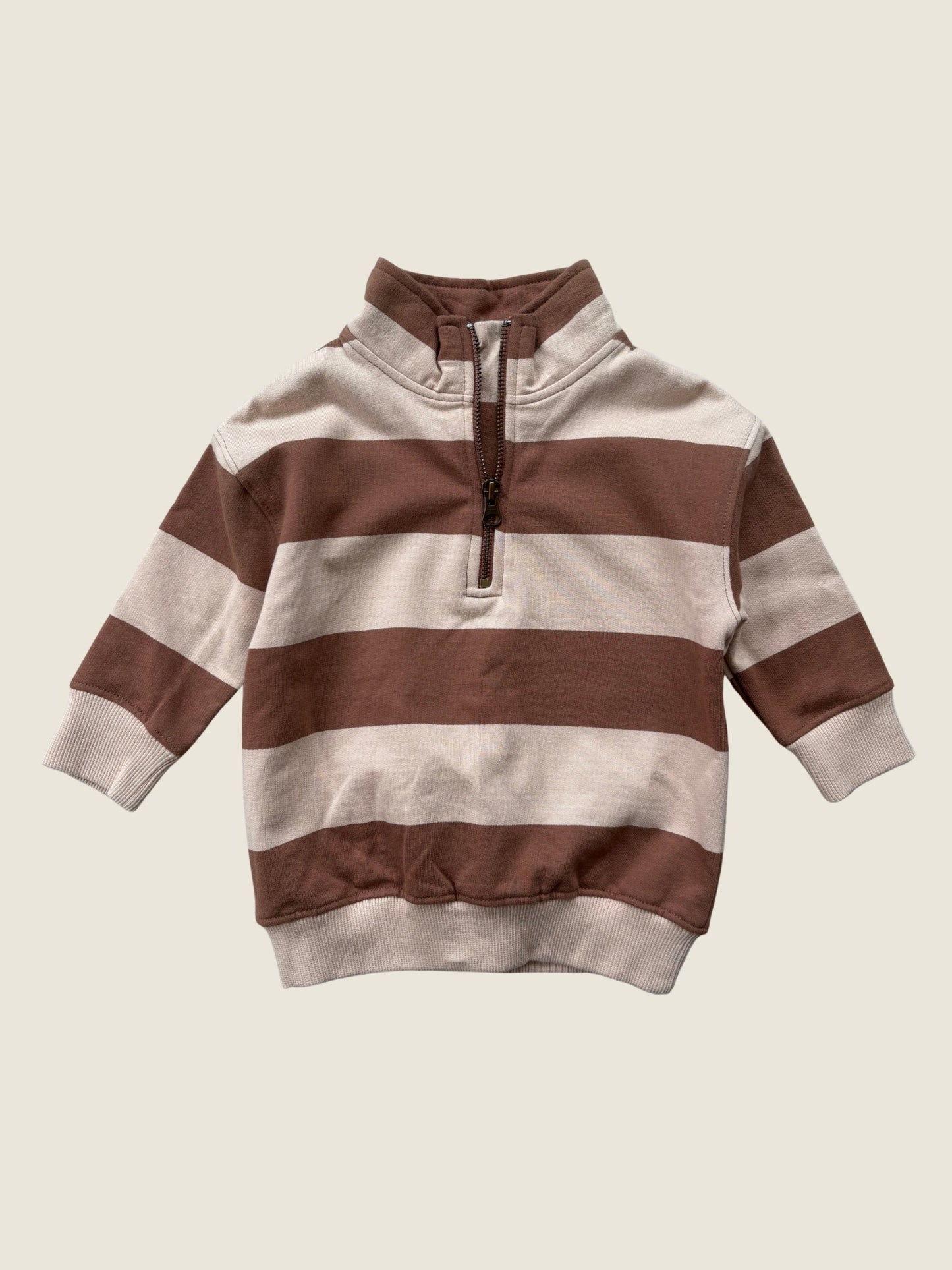 Sew Aneira Neutral Y/D Stripe Children’s Quarter Zip Sweatshirt