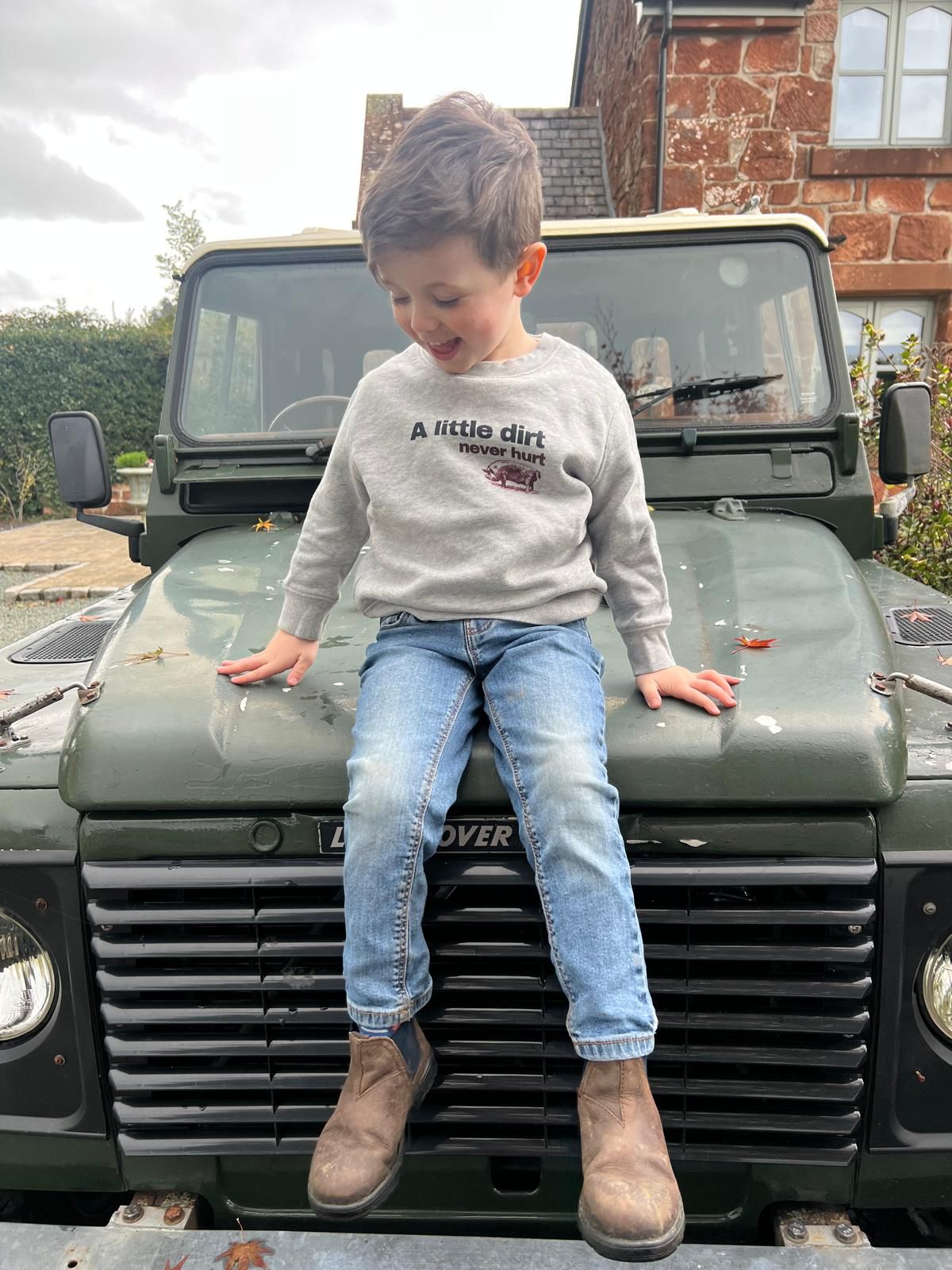 Pre Order-Sew Aneira A Little Dirt Never Hurt Grey Sweatshirt