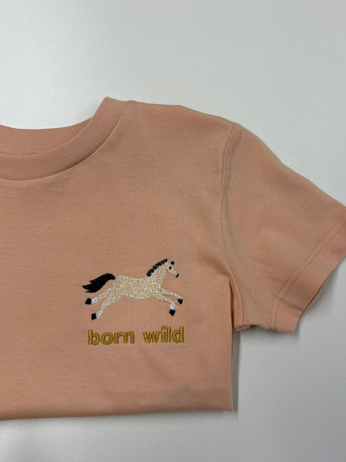 Born Wild Horse Tee- Peach