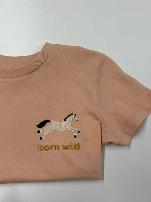Born Wild Horse Tee- Peach