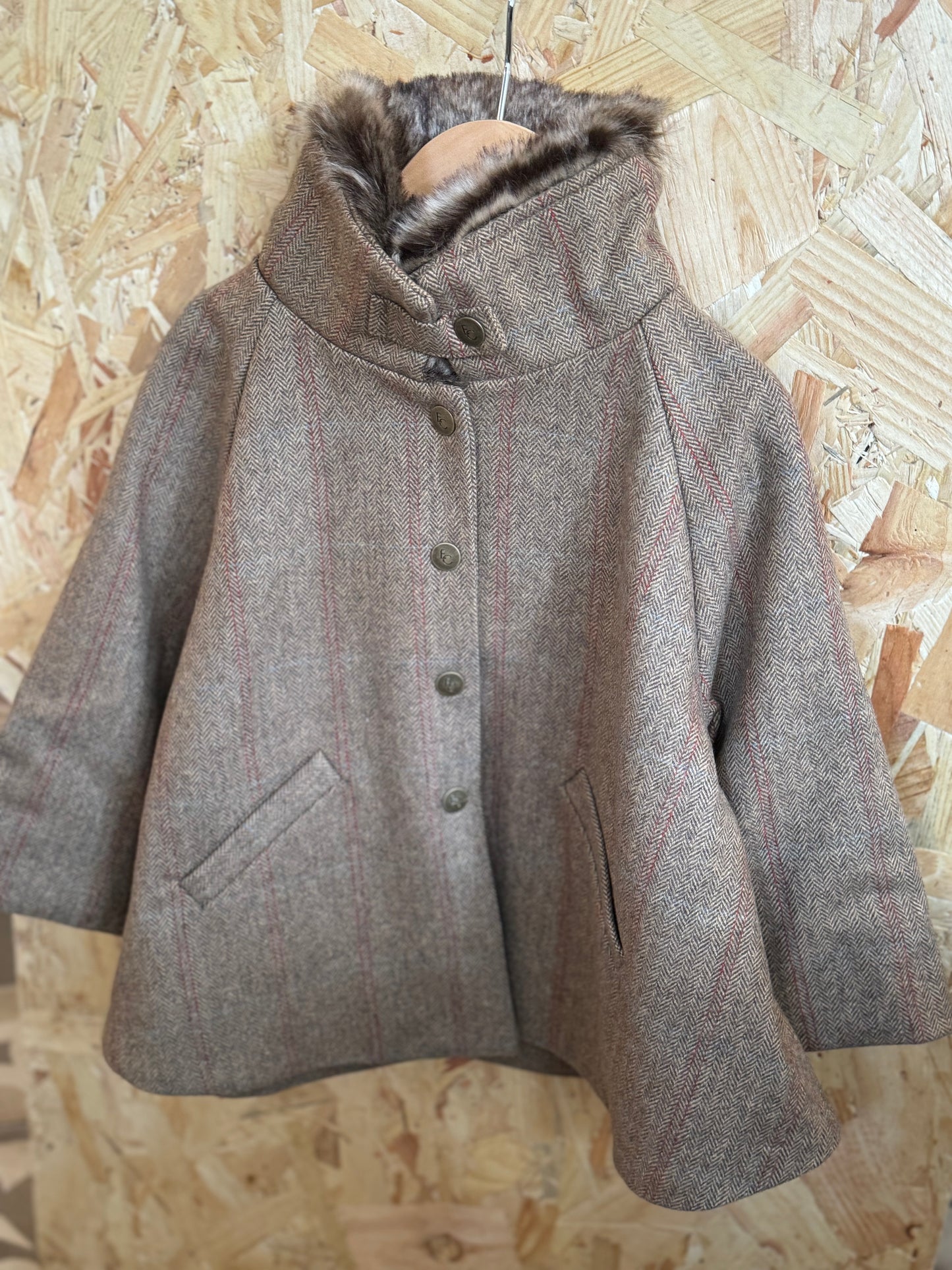 Eleanor Charles Children’s Tweed Fur Collar Cape Jacket