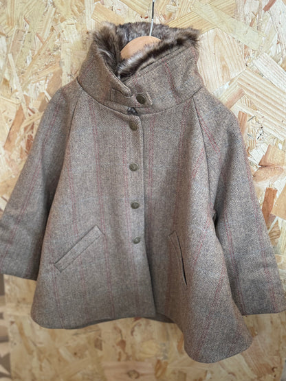 Eleanor Charles Children’s Tweed Fur Collar Cape Jacket