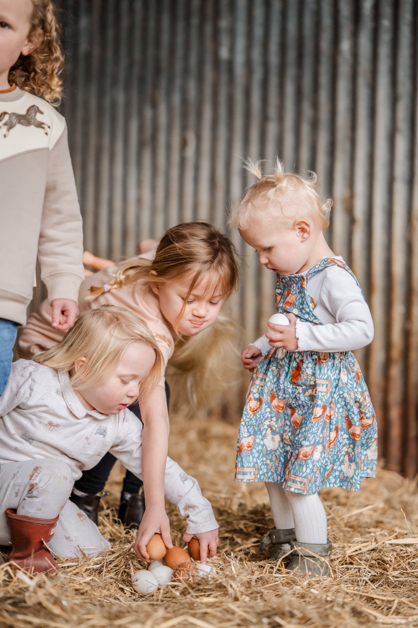 Chicken Print Corduroy Pinafore Dress