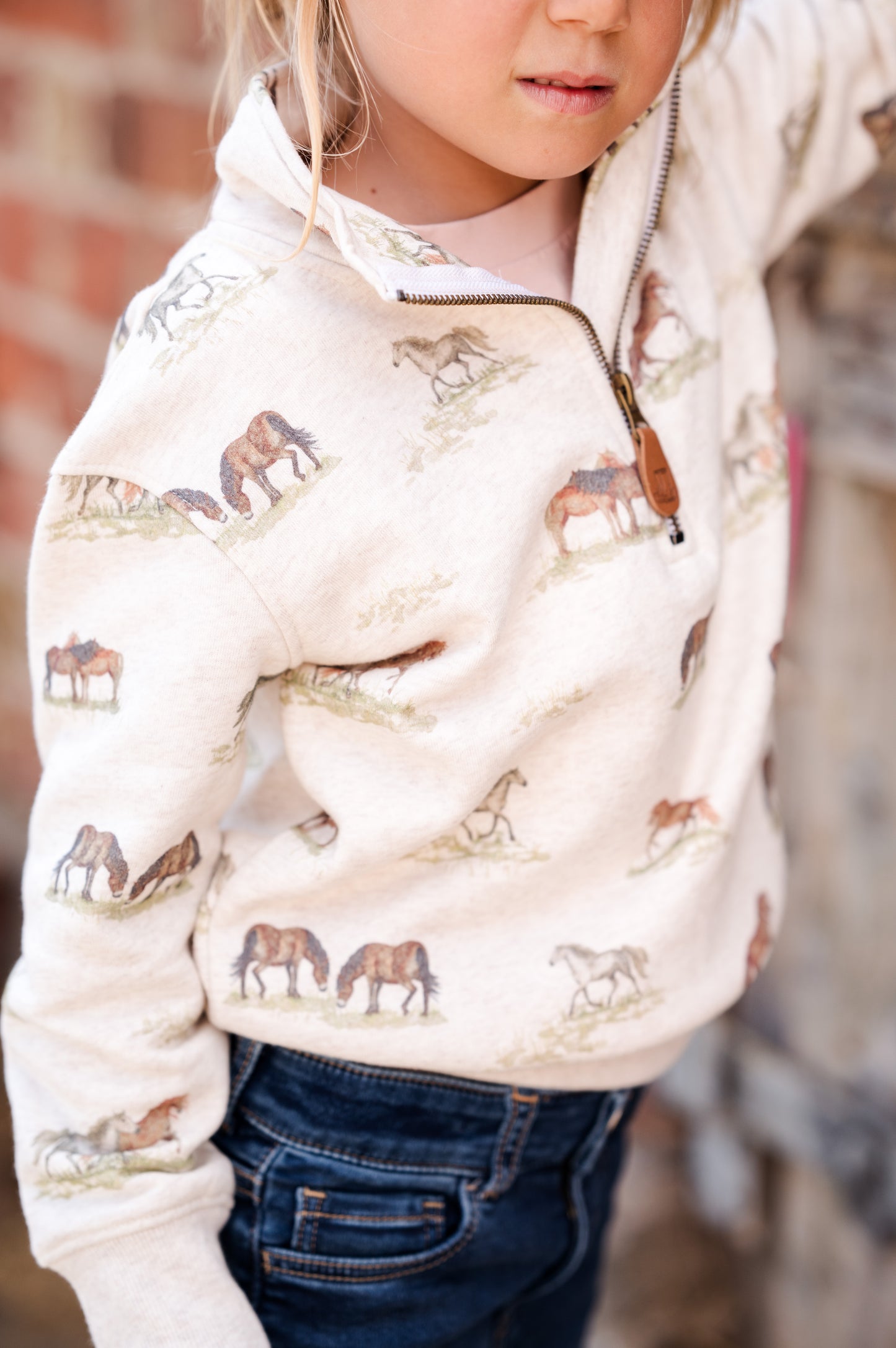 Pony Print Quarter Zip Childrens