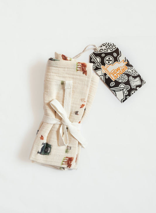4 x 4 Organic Cotton Muslin Burping Cloths- 2Pack