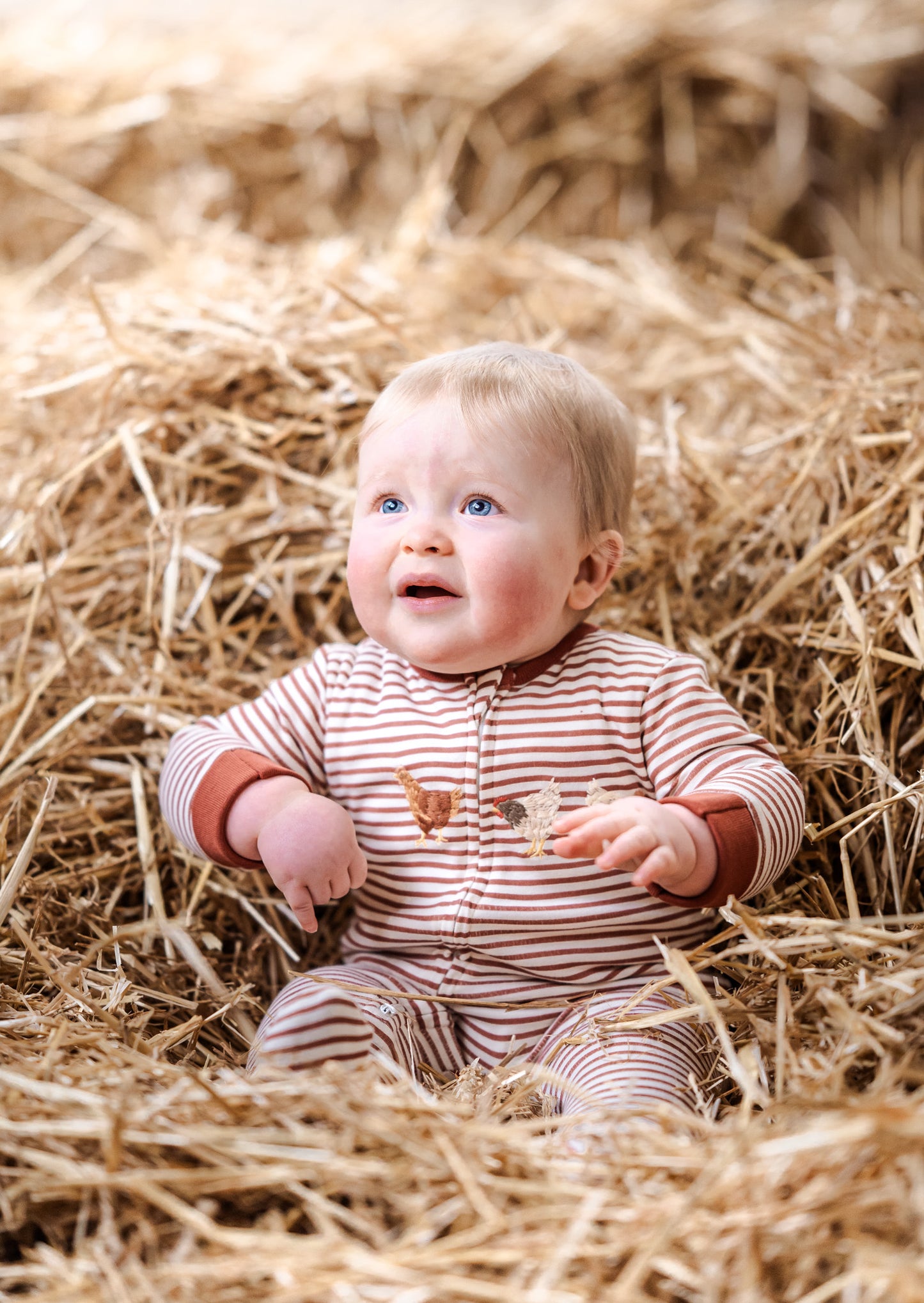Organic Cotton Striped Chicken Sleepsuit