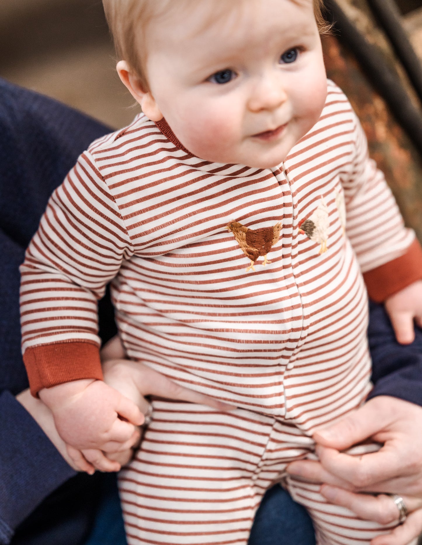 Organic Cotton Striped Chicken Sleepsuit