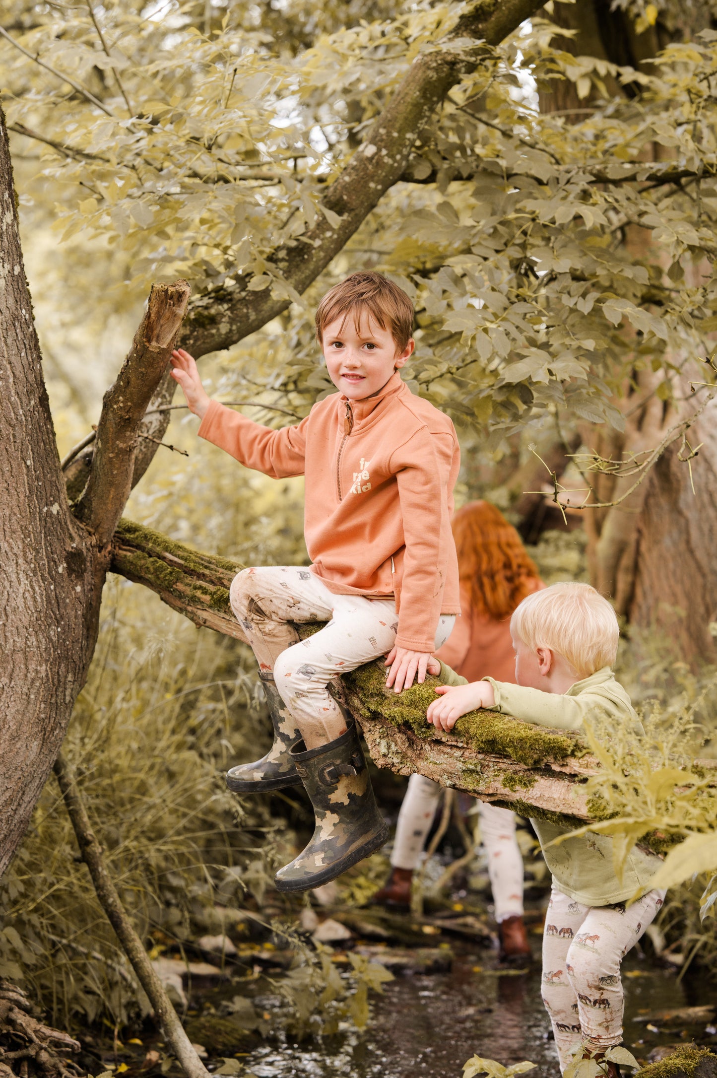 Free Range Kid 1/4 Zip Organic Cotton Sweatshirt Terracotta
