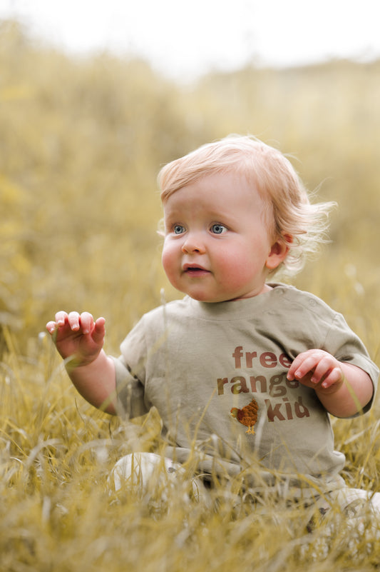 Free Range Kid Embroidered Organic Cotton Tshirt