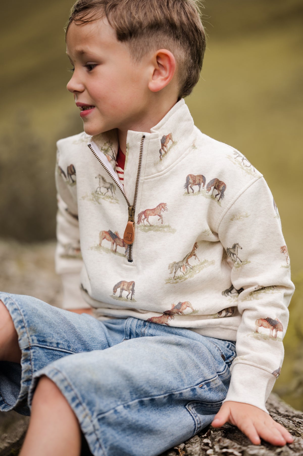 Pony Print Quarter Zip Childrens