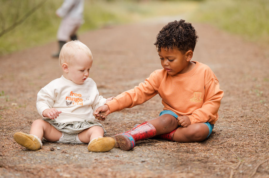 Sew Aneira Embroidered Wellies Sweatshirt in orange