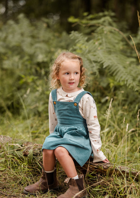 Blue Cord Pinny Dress