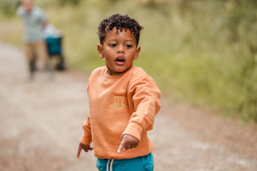 Sew Aneira Embroidered Wellies Sweatshirt in orange