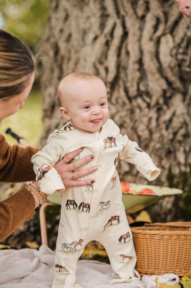 Sew Aneira Pony Organic cotton Baby Sleepsuit