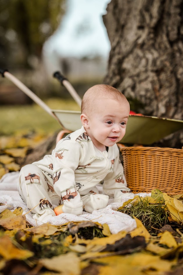 Sew Aneira Pony Organic cotton Baby Sleepsuit