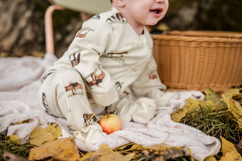 Sew Aneira Pony Organic cotton Baby Sleepsuit