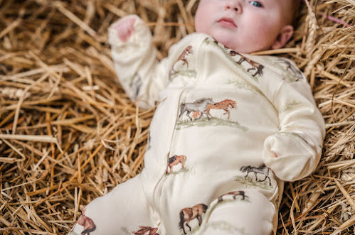Sew Aneira Pony Organic cotton Baby Sleepsuit