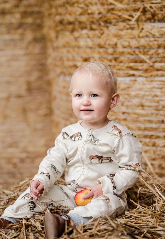 Sew Aneira Pony Organic cotton Baby Sleepsuit