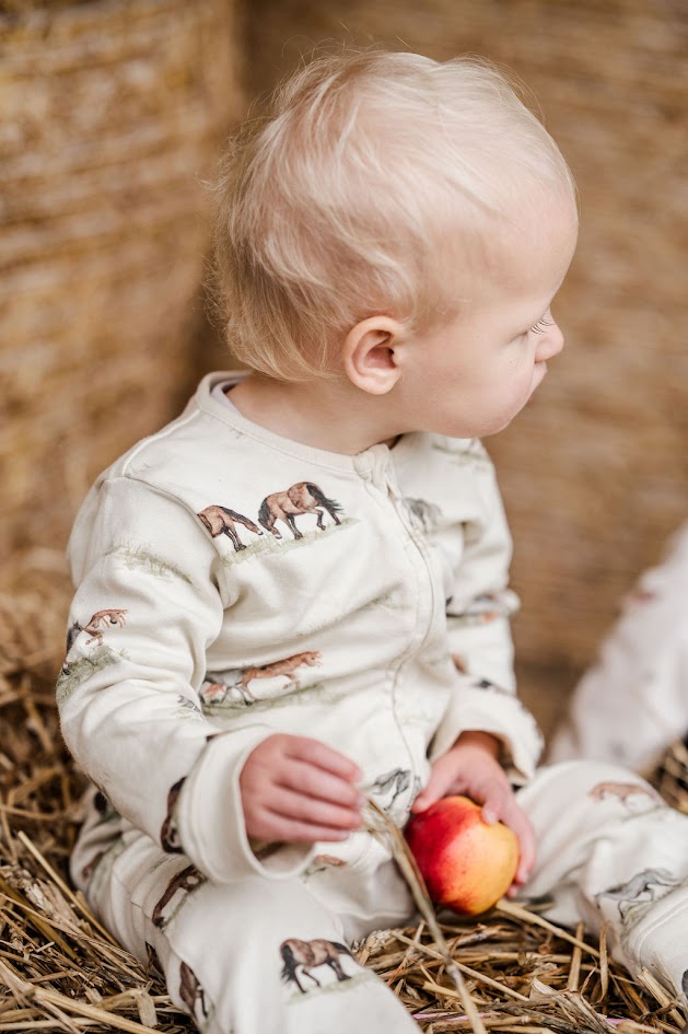 Sew Aneira Pony Organic cotton Baby Sleepsuit