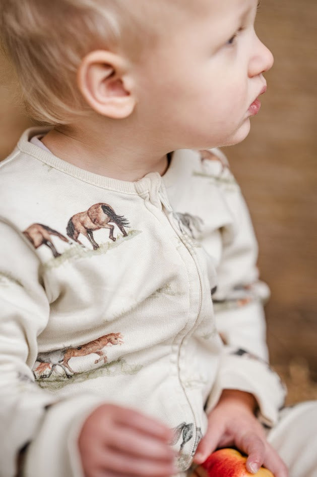Sew Aneira Pony Organic cotton Baby Sleepsuit