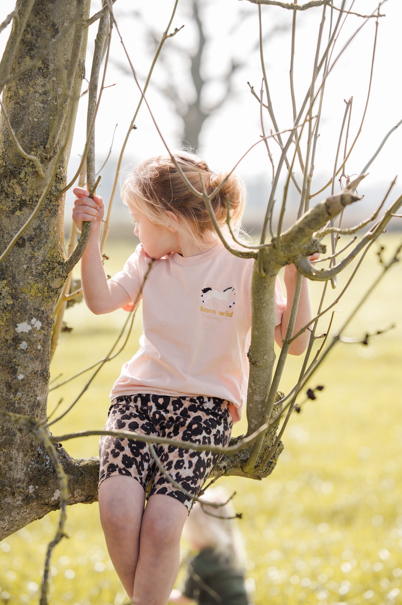 Born Wild Horse Tee- Peach