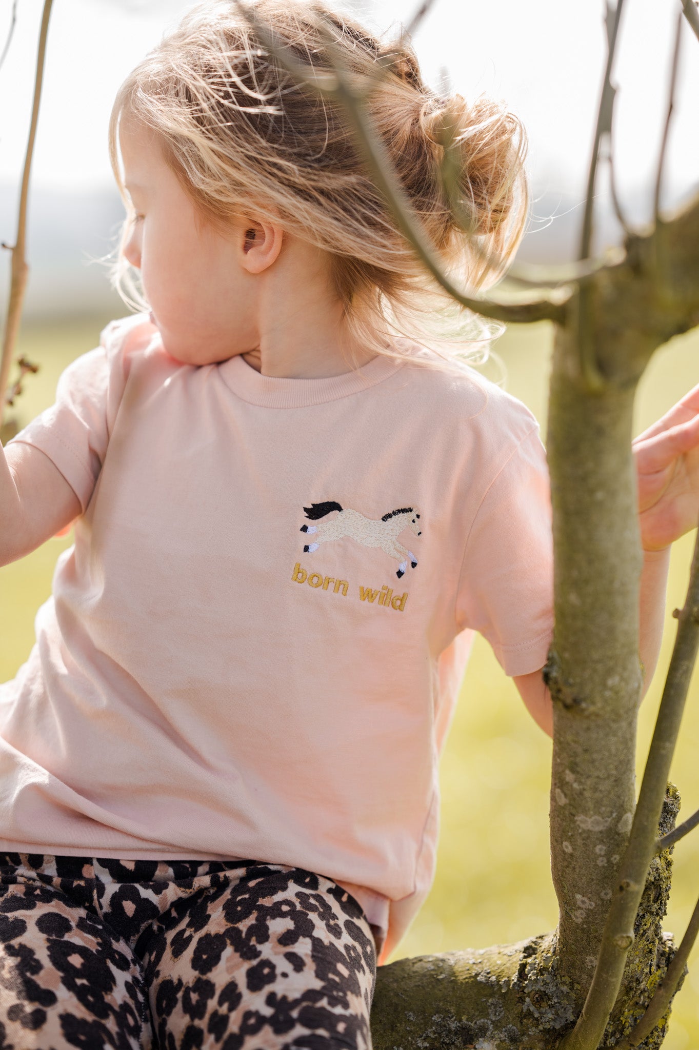 Born Wild Horse Tee- Peach