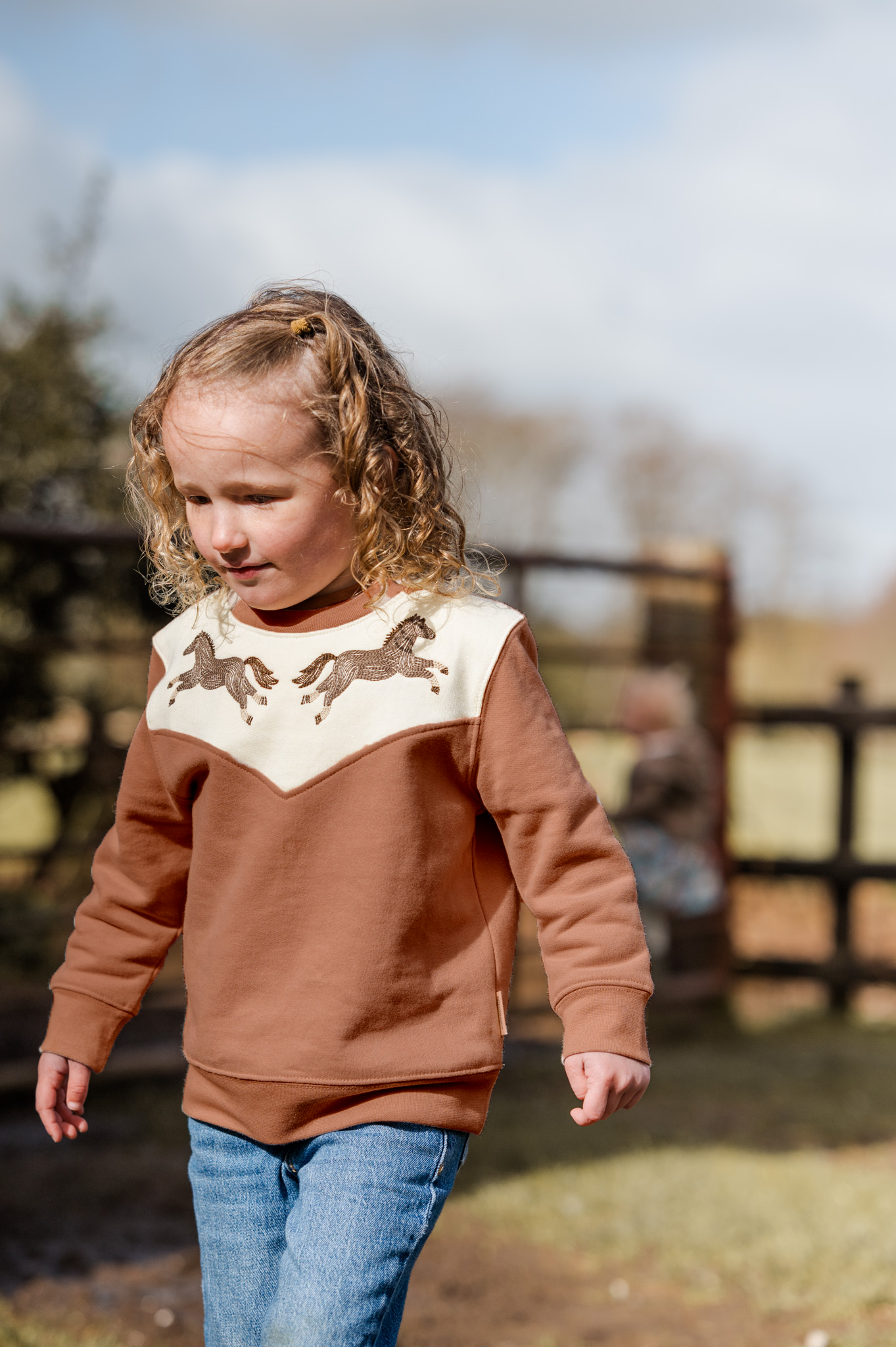 Pony Embroidered Organic Cotton Sweatshirt Russet
