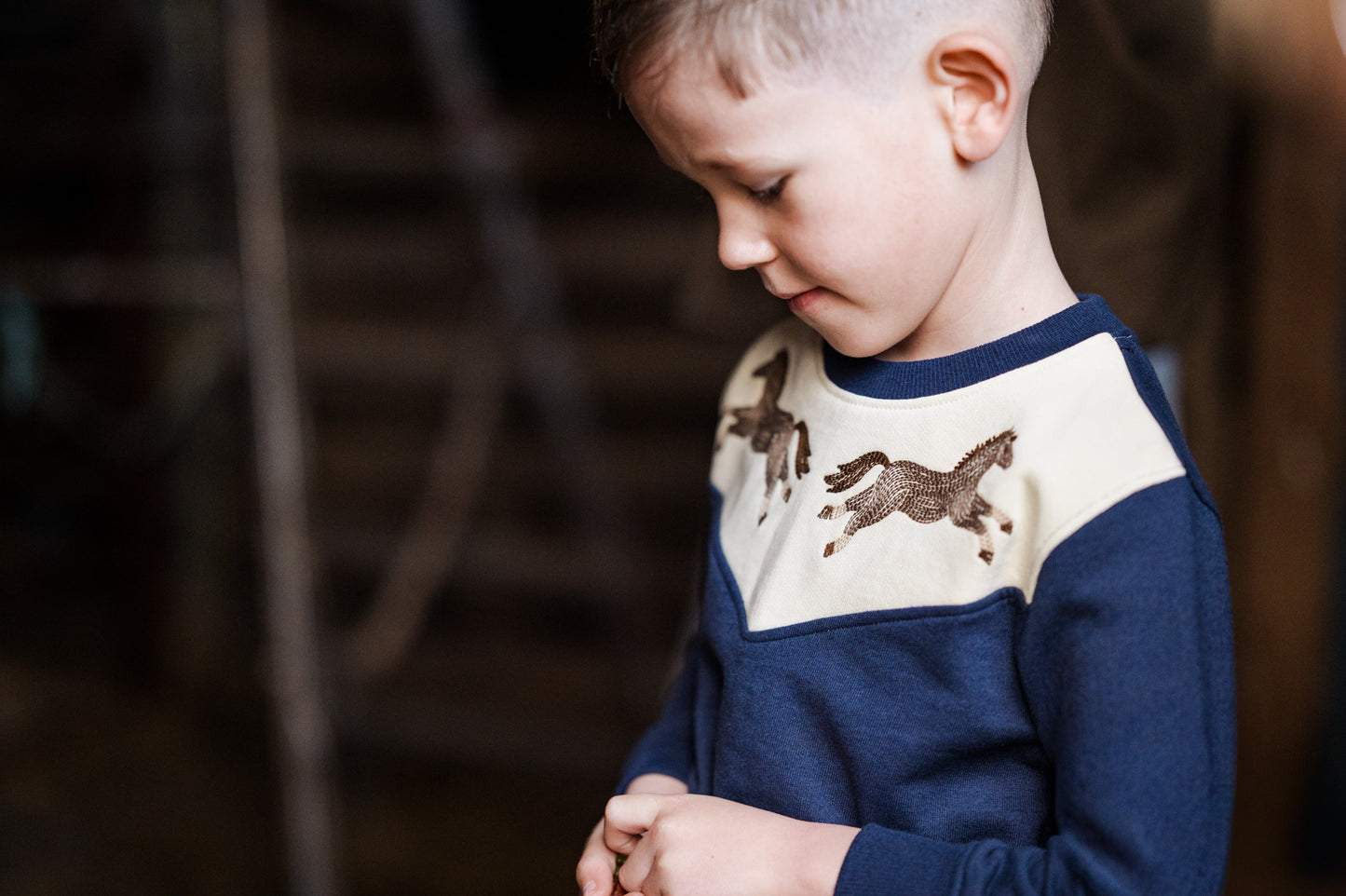 Pony Embroidered Organic Cotton Sweatshirt Blue Nights