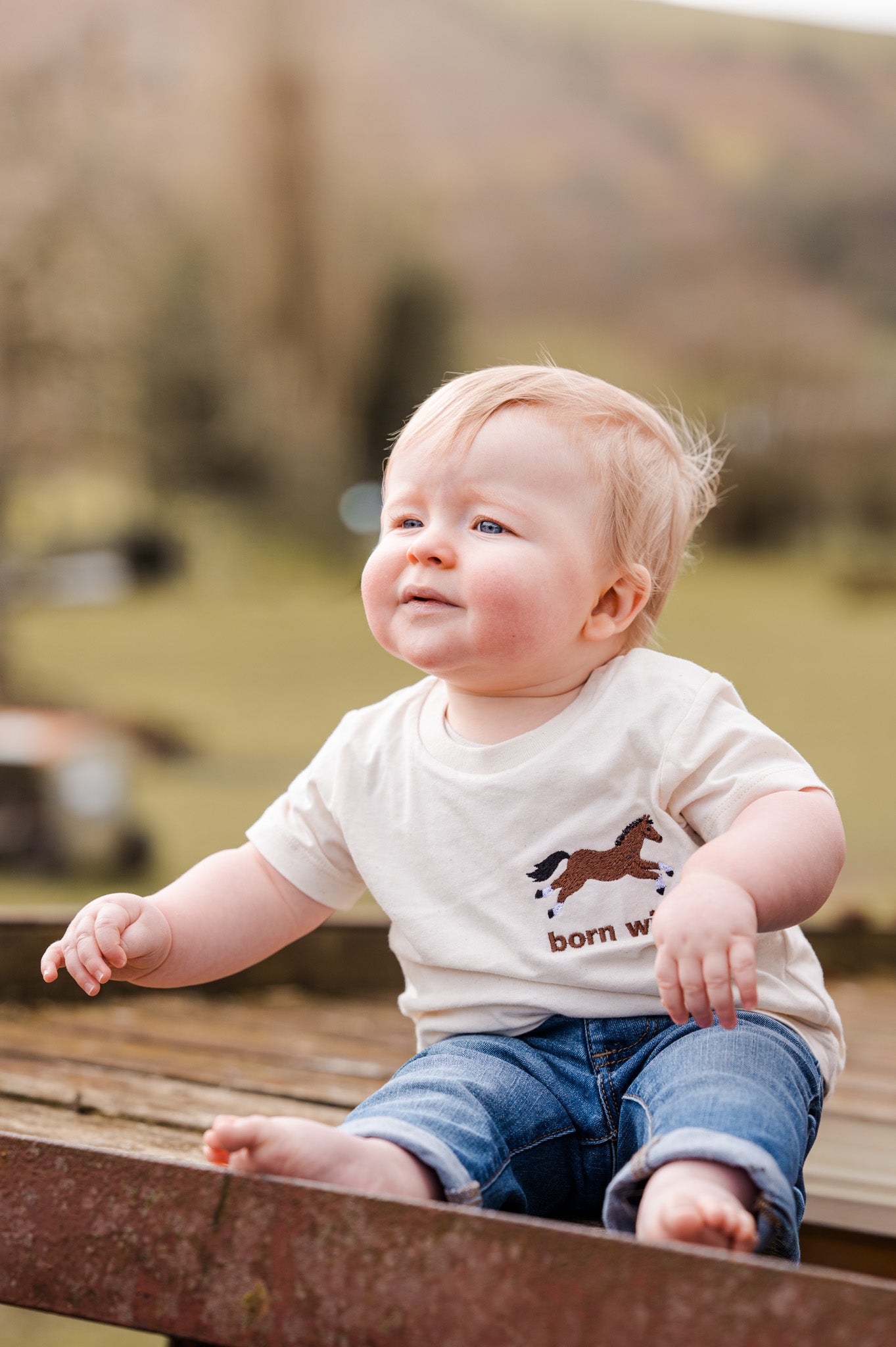 NOW ON PREORDER- Born Wild Horse Tee- Natural