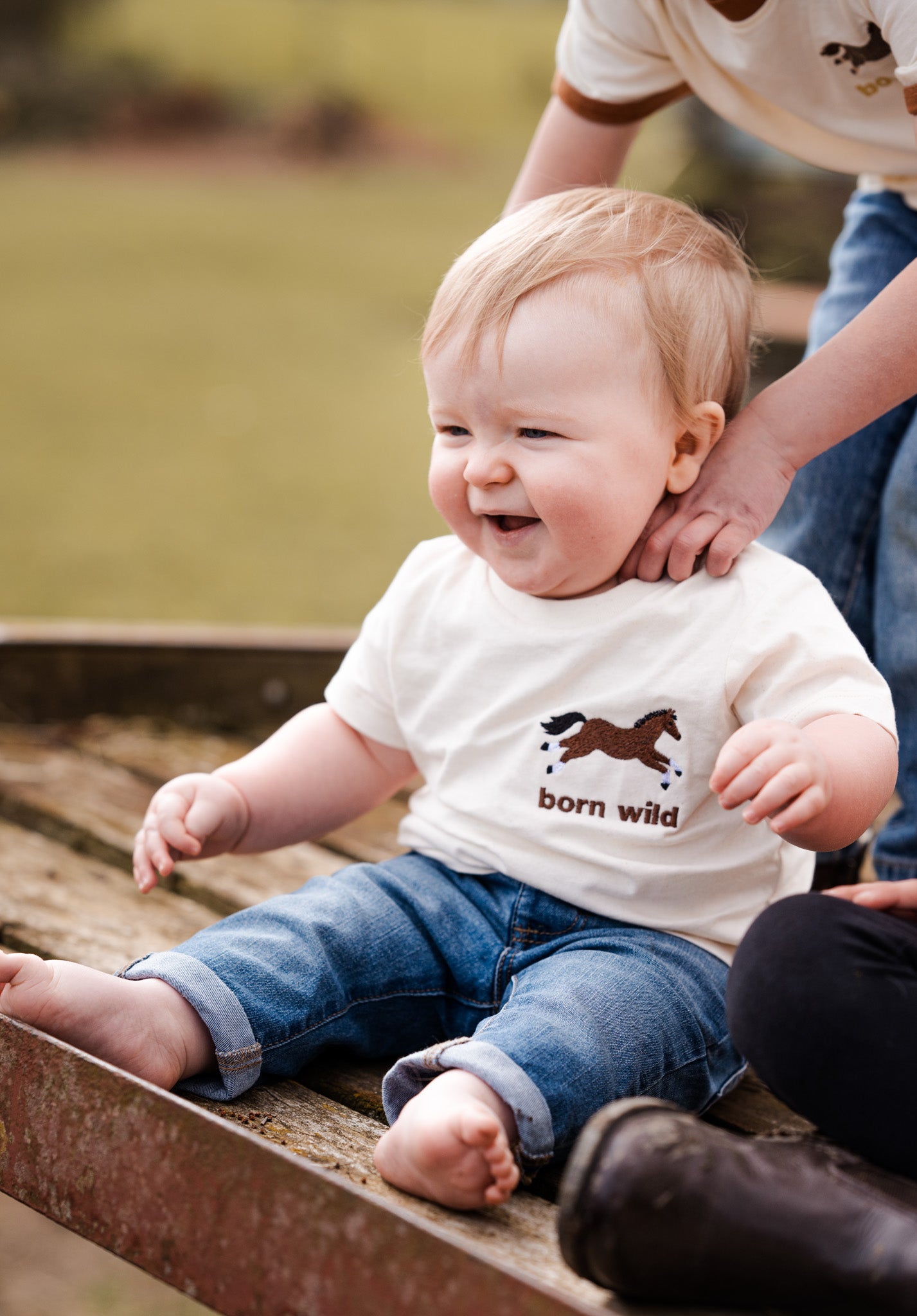 NOW ON PREORDER- Born Wild Horse Tee- Natural